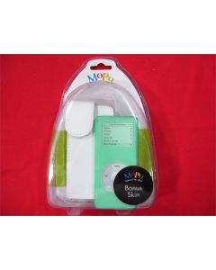IPOD NANO 1ST GEN LEATHER CASE WHITE COVER + GREEN SILICONE SLEEVE ARMBAND