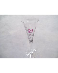TALLULAH 21ST BIRTHDAY CHAMPAGNE FLUTE WINE GLASS HAND PAINTED DESIGNED CRAFTED