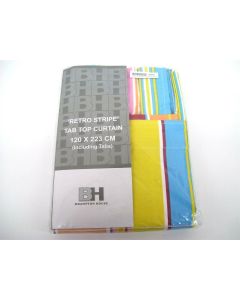 BRAMPTON HOUSE RETRO STRIPE COLOUR BLOCKOUT CURTAINS TAB TOP THERMAL LINED 120CM