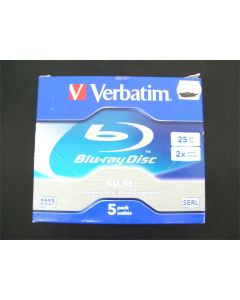 VERBATIM BD-RE REWRITEABLE BLU-RAY BLU RAY DISC 25GB JEWEL CASE BLANK 5 PACK