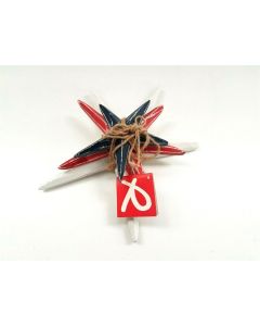 Star XMAS Decorations Wood Wooden Blue Red White Washed Home Decor Handmade