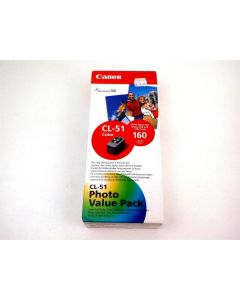 CANON CL-51 INK PHOTO PAPER GLOSSY 4X6 PACK MP460 MX310 MP170 GENUINE CARTRIDGE