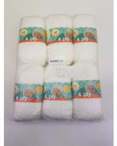 KNITTING YARN CROCHET 4 PLY ACRYLIC NYLON 100G WHITE PACK OF 6 MADE IN TURKEY