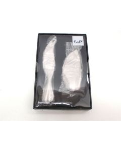 SALT & PEPPER CHEESE KNIFE KNIVES STAINLESS STEEL 2 SET S&P DESIGNER FROMAGE