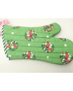  Oven Gloves Mitts Glove Decorative Kitchen Cotton Flowers Green Heat Resistant