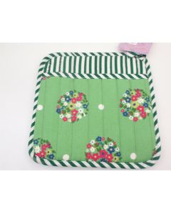 Pot Holder Heat Resistant Oven Mitts Cotton Green Flowers Potholders Decorative