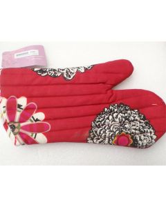  Oven Gloves Mitts Glove Decorative Kitchen Cotton Flowers Red Heat Resistant