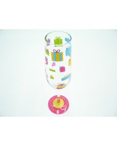 18TH BIRTHDAY CHAMPAGNE FLUTE GLASS HAPPY HANDBLOWN DAZZLING DECAL HAND PAINTED