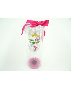 GREAT FRIENDS DRINK ALIKE CHAMPAGNE FLUTE GLASS HANDBLOWN HAND PAINTED DRINKING