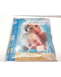 WATERPROOF MATTRESS PROTECTOR QUEEN SIZE CRESTELL COTTON POLYESTER WHITE