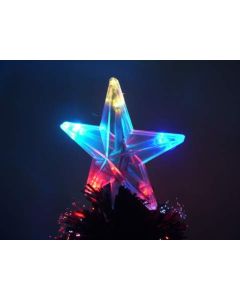 CHRISTMAS TREE XMAS FIBRE OPTIC LED GREEN DECORATED 67CM BASE STAR & FLOWERS