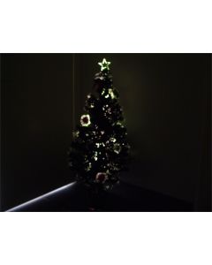 CHRISTMAS TREE XMAS FIBRE OPTIC LED GREEN DECORATED 120CM BASE STAR BALL BELLS