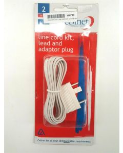TELEPHONE LINE CABLE CORD KIT ADAPTER PLUG PHONE PHONELINE CELLNET 2M 2 METRES