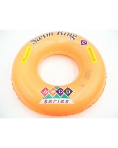 SWIMMING POOL SWIM RING TOY INFLATABLE FLOATING RAFT KIDS ADULTS DONUT ORANGE