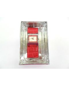 MIKI LADIES WATCH WRISTWATCH SQUARE DRESS CASUAL RED ANALOGUE DIAL STRAP R155