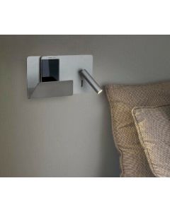 LED WALL LAMP READING RECESSED USB PORT BEDROOM DESIGNER METAL GREY FARO 62123