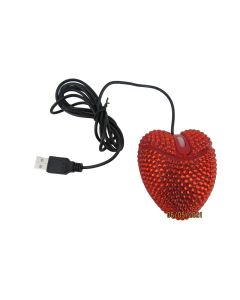HEART SHAPED OPTICAL USB MOUSE MICE WIRED RED Unique Design SCROLL WHEEL 2BUTTON