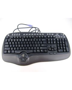 BTC KEYBOARD PS/2 MULTIMEDIA Ergonomic PS2 Wired Black QWERTY 8190A SCROLL WHEEL