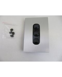 Slim Vertical 3 Gang Light Switch Wall LUMEX Silver Metal Brushed Aluminium 16A