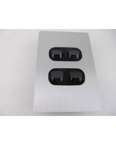 Slim Vertical 4 Gang Light Switch Wall LUMEX Silver Metal Brushed Aluminium 16A