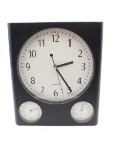 Wall Clock Black Classic Temperature Humidity Dial Meter QUARTZ Battery RETRO